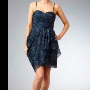 Rebecca Taylor Silk Leopard Gathered Mini Dress in Blue Size 4